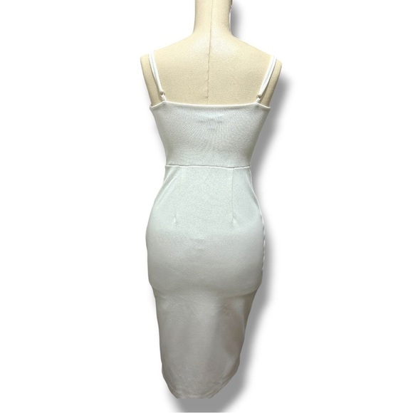 379 Express | EUC White Spaghetti Strap Bodycon Midi Dress (Size 0) - Picture 5 of 11